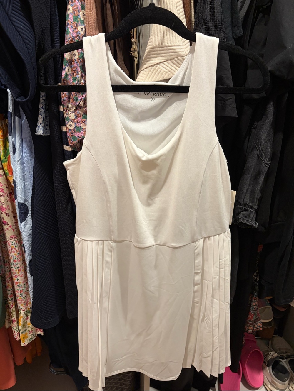Tuckernuck Cream Sleeveless Pleated Midi Dress